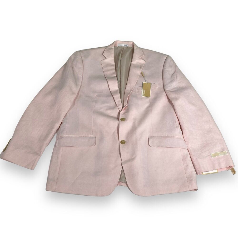 Michael Michael Kors Linen Blazer Mens 44R PInk Double Vent 2 Button Lined NWT